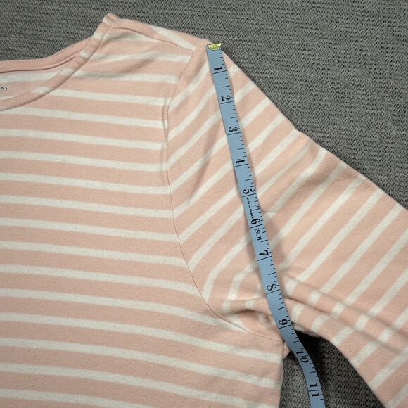 Studio Works Womens Top Pink White Striped 3/4 Sleeve Cotton Tee Size XL - Picture 13 of 14